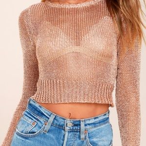 Rose Gold Metallic Knit Crop Top